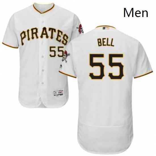 Mens Majestic Pittsburgh Pirates 55 Josh Bell White Home Flex Base Authentic Collection MLB Jersey
